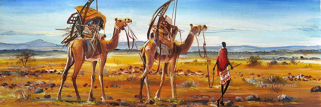 Trek with Camels from Africa Oil Paintings